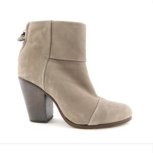 RAG&BONE Light Gray Leather Cap Toe Block Heel Ankle Boots 40 Newbury